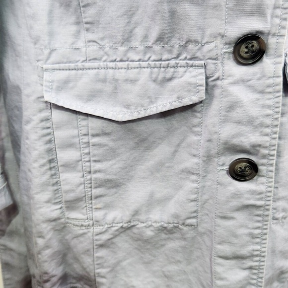 Cabi 5296 Coat Women XS Blue Tanner Trench Jacket Linen Blend Belted Button Down - Picture 6 of 9